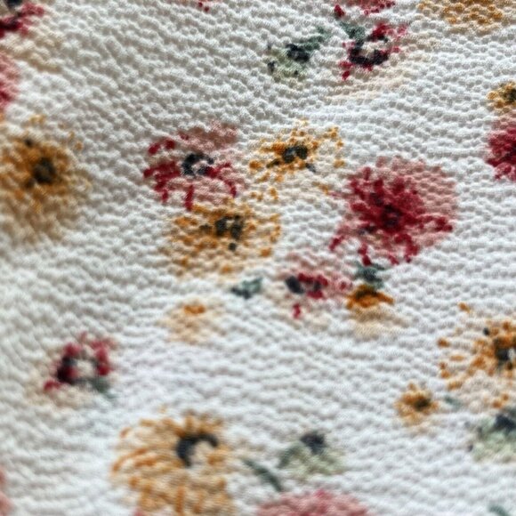 Monteau Button Front Top Womens XL Cream Pink Sweetheart Neck Floral - Picture 5 of 8